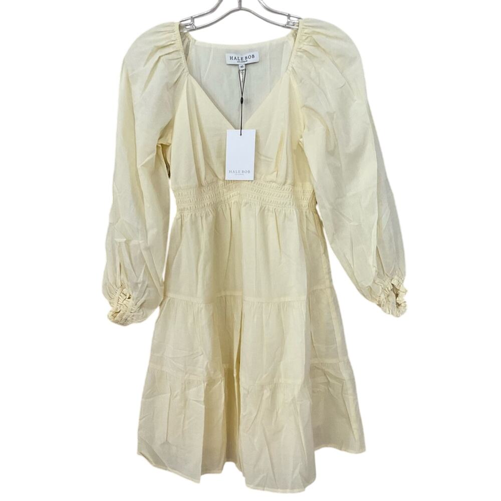 Hale Bob Pale Yellow Long Sleeve Dress Size XS NWT